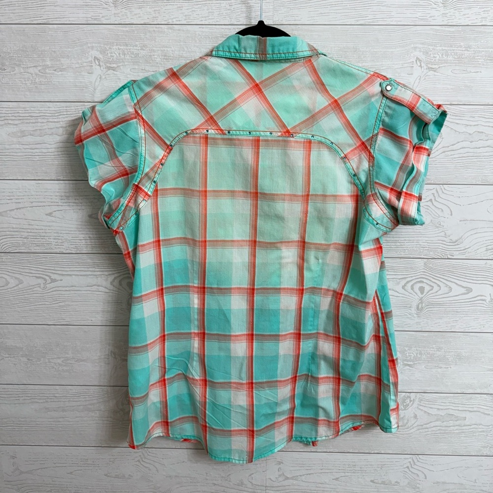 Long Live Cowgirls Rock 47 Women’s Checkered Shirt. Size L - Picture 2 of 7